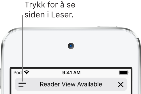 Adressefeltet i Safari, med Leser-knappen til venstre.