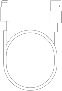 Lightning-till-USB-kabeln som följer med iPod touch (sjätte generationen).
