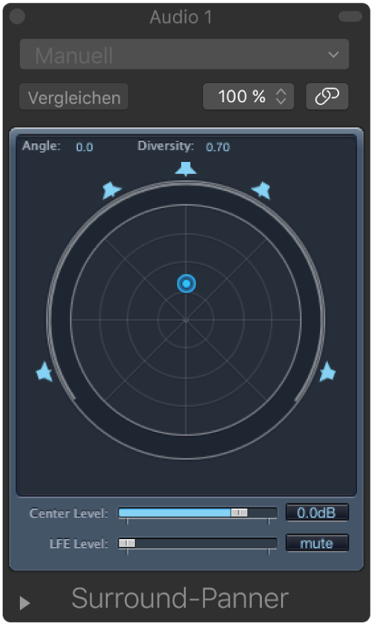 Abbildung. Mono-auf-Surround-Panner-Fenster