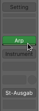 Abbildung. Grüne Linie unter einem MIDI-Effekt-Slot