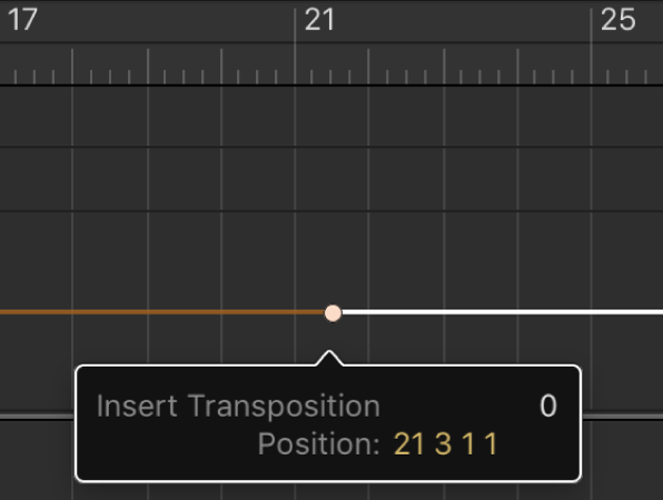 Figure. Transposition track showing entry of a transposition value in the field.