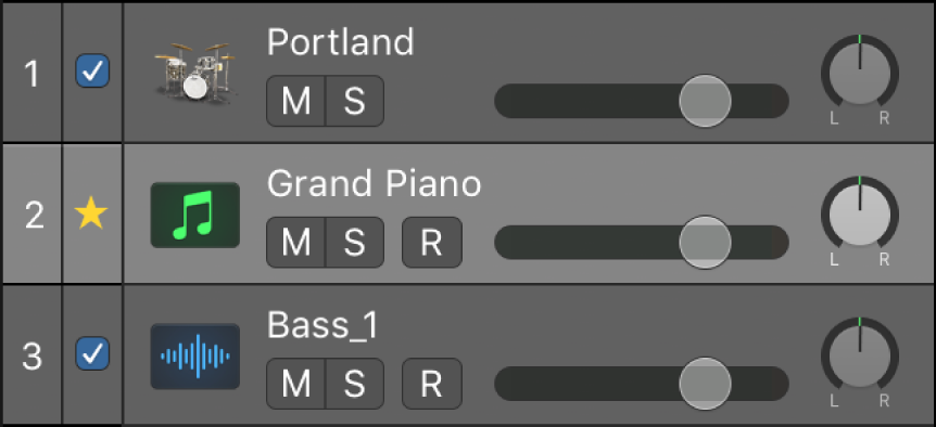 Figure. Checkboxes for tracks to match the groove track.