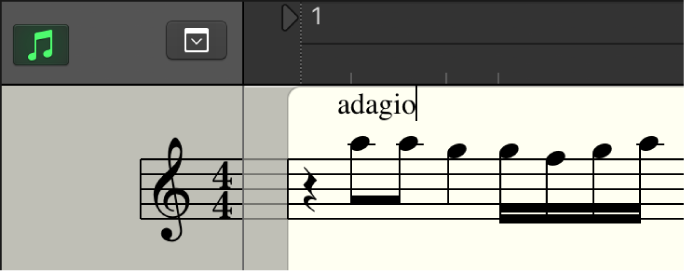 Figure. Entering text in the Score Editor.