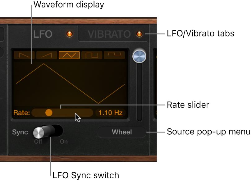 Figure. Retro Synth LFO and Vibrato parameters.
