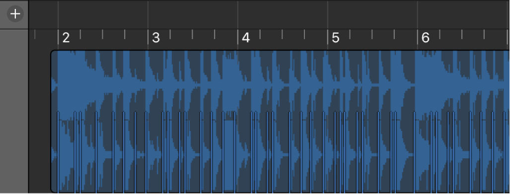 Figure. Transients displayed as vertical lines in Beat Mapping track.