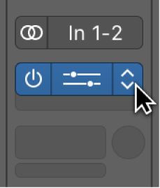 Figure. Holding the pointer over the rightmost part of an Effect slot, to choose a different plug-in.