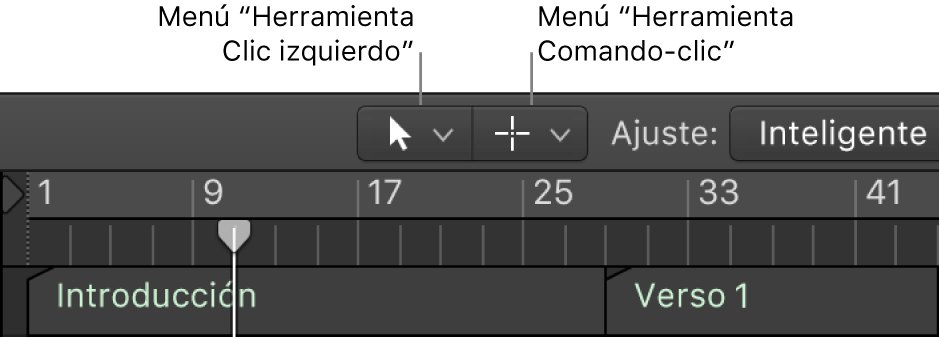 Ilustración. Menús “Herramienta Clic izquierdo” y “Herramienta Comando-clic” en el área Organizar.