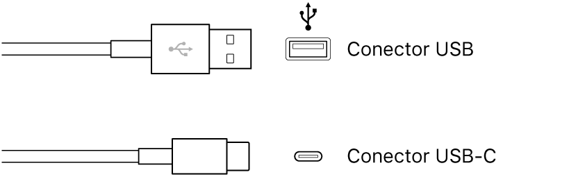 Ilustración. Ilustración de los tipos de conectores USB y USB-C.