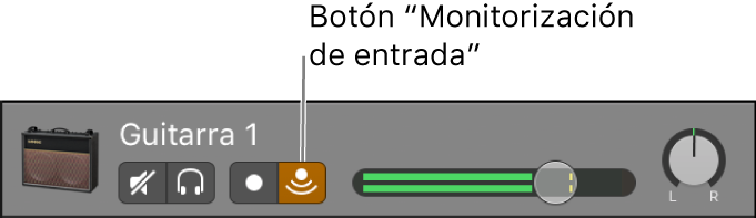 Ilustración. Cabecera de la pista de audio con el botón “Monitorización de entrada” seleccionado.