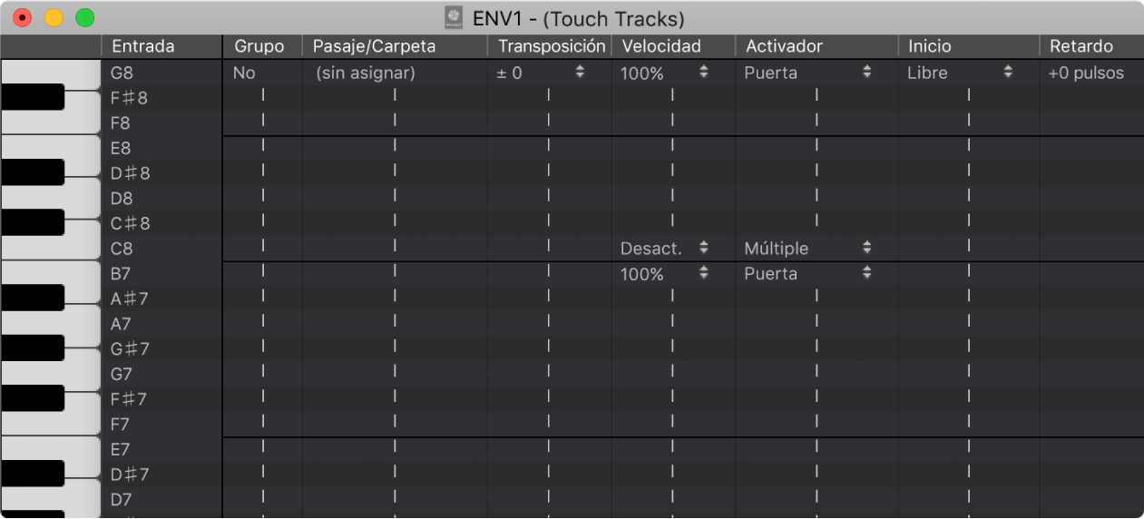Ilustración. Ventana “Touch tracks”.