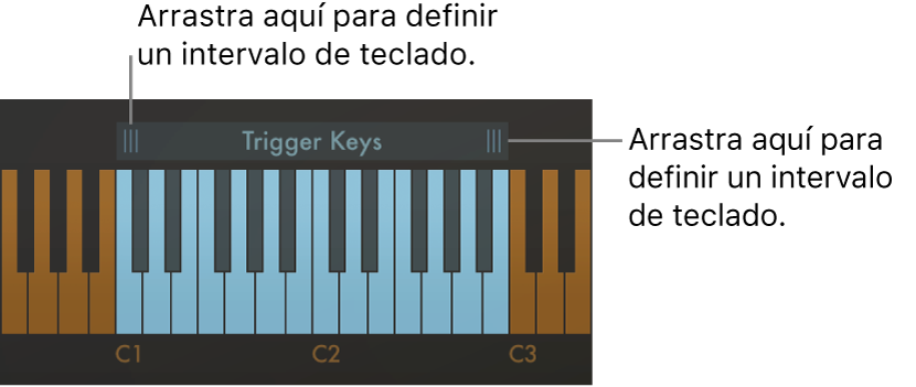 Ilustración. Proceso de definición del intervalo del teclado.