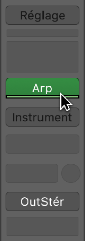 Figure. Pointeur placé sur la ligne verte sous un logement d’effet MIDI.
