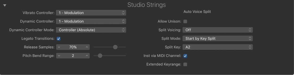 図。Studio Stringsの拡張パラメータ。