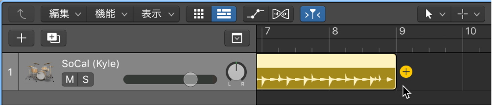 図。追加（＋）ボタンをクリックして新しいDrummerリージョンを作成する。