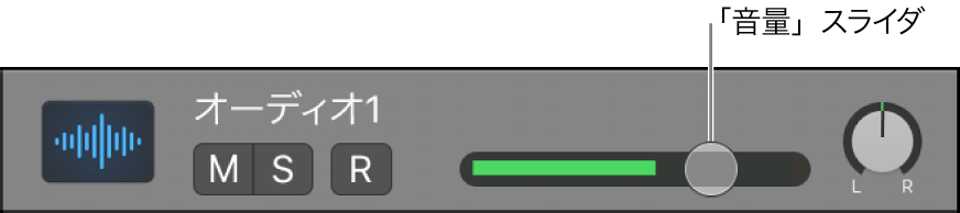 図。トラックの音量スライダ。