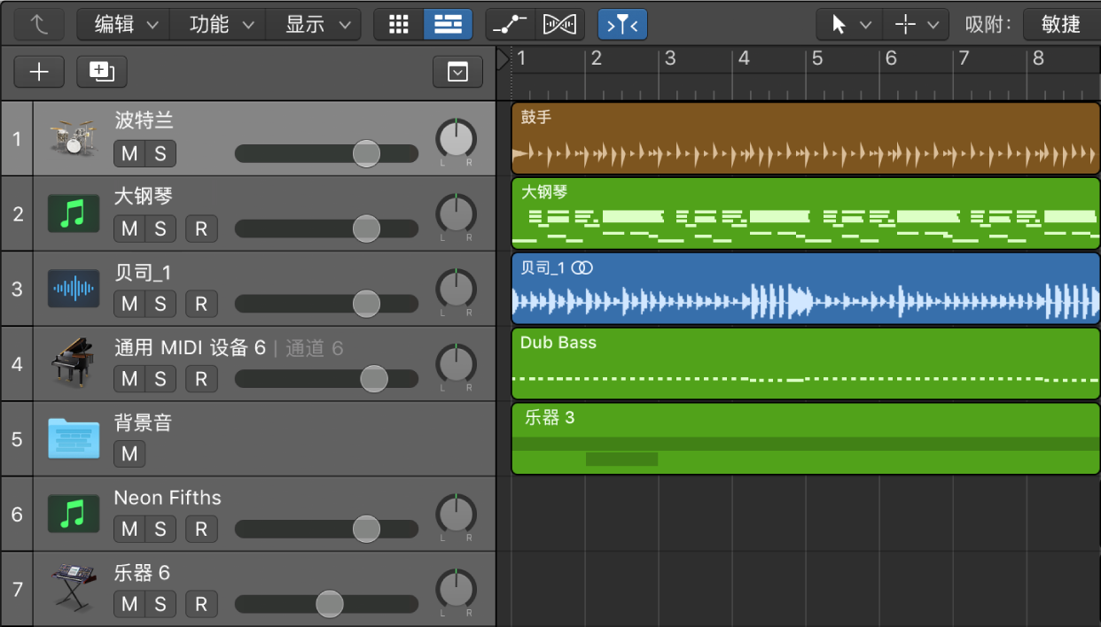 图。显示不同轨道类型的轨道区域