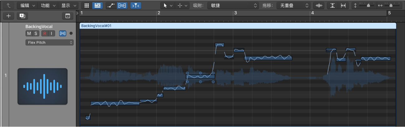 图。显示轨道区域中的 Flex Pitch。