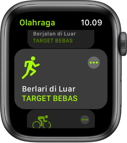 Layar Olahraga dengan olahraga Lari Di Luar disorot.