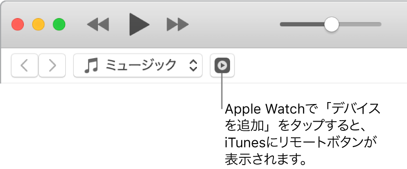 iTunesのリモートボタンは、Apple Watchにライブラリを追加するときに表示されます。