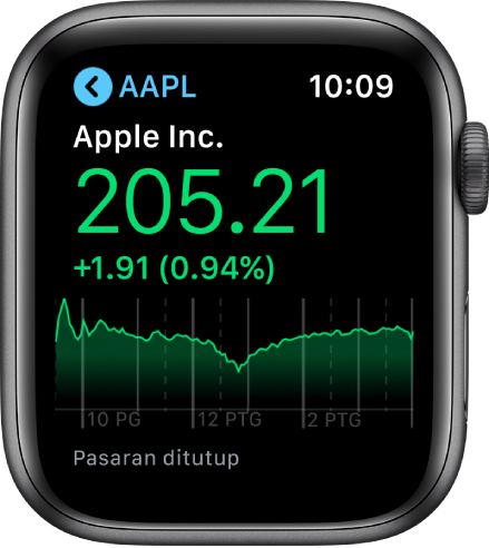 Maklumat tentang saham dalam app Saham.