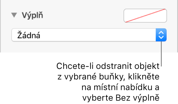 Ovládací prvek pro odstranění objektu z vybrané buňky