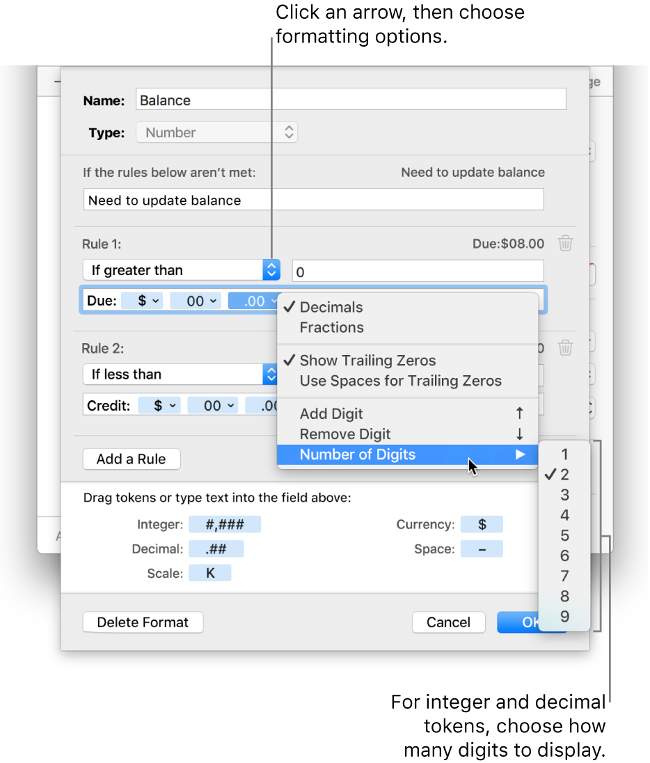 The custom cell format window with controls for creating a custom number format.