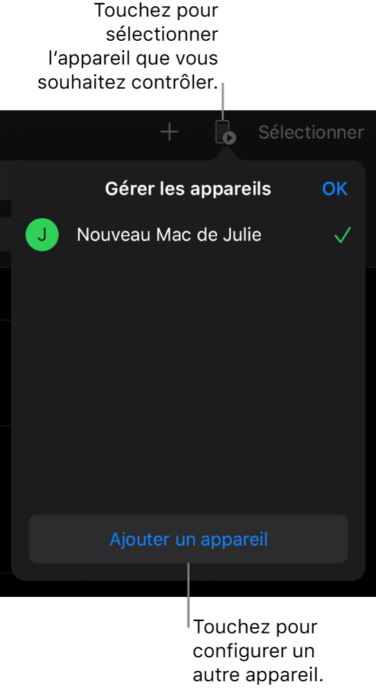 La fenêtre contextuelle Gérer les appareils, affichant le lien Ajouter un appareil.