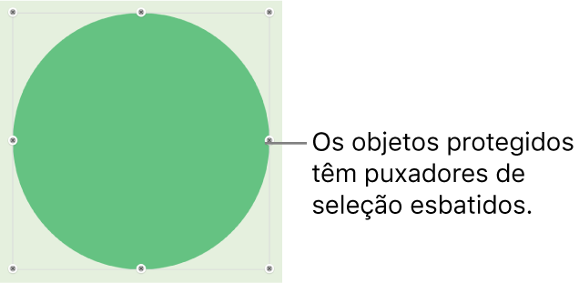 Um objeto protegido com puxadores de seleção esbatidos.