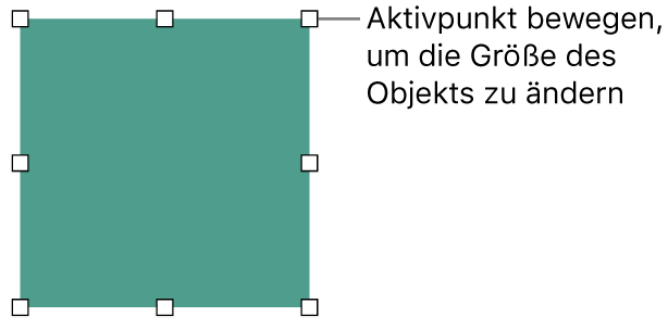 Ein Objekt mit weißen Quadraten am Rahmen zum Ändern der Objektgröße