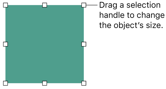 An object with white squares on its border for changing the object’s size.