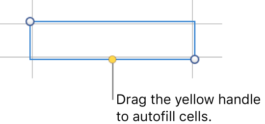 A selected cell with a yellow handle you can drag to autofill cells.