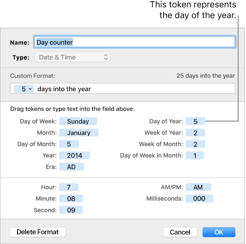 Custom date and time cell format.