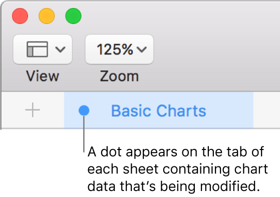 A sheet tab with a dot indicating that a table in this sheet has been referred to in the chart whose data you’re currently editing.