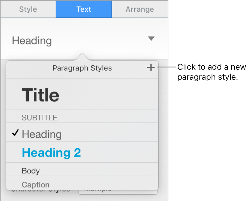 The dialog for creating a new paragraph style.