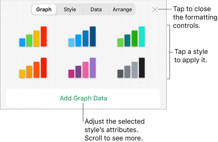 The Graphs tab of the Format button.