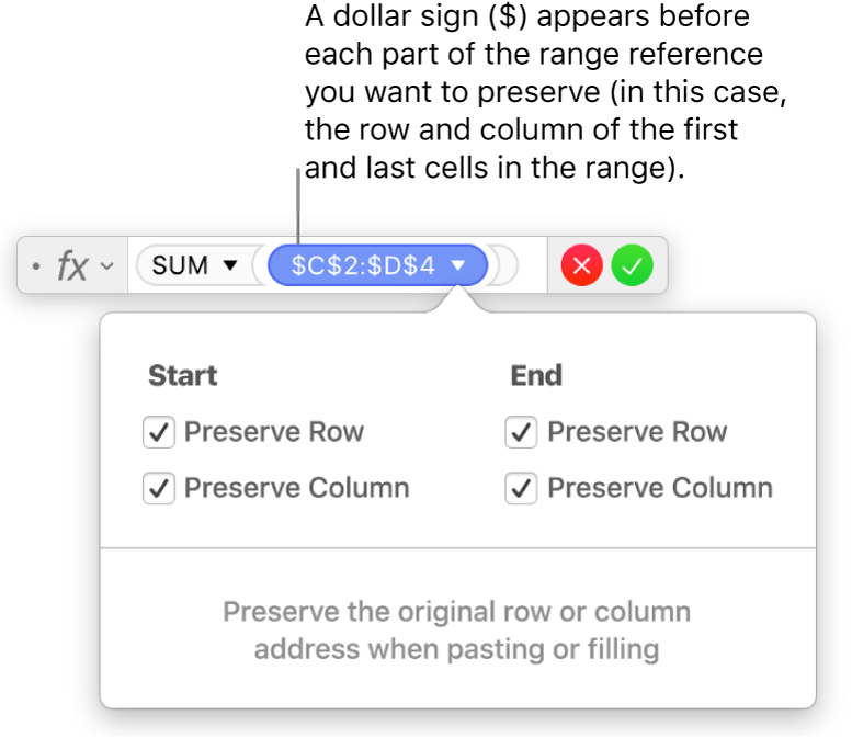 Formula editor with row and column references preserved.