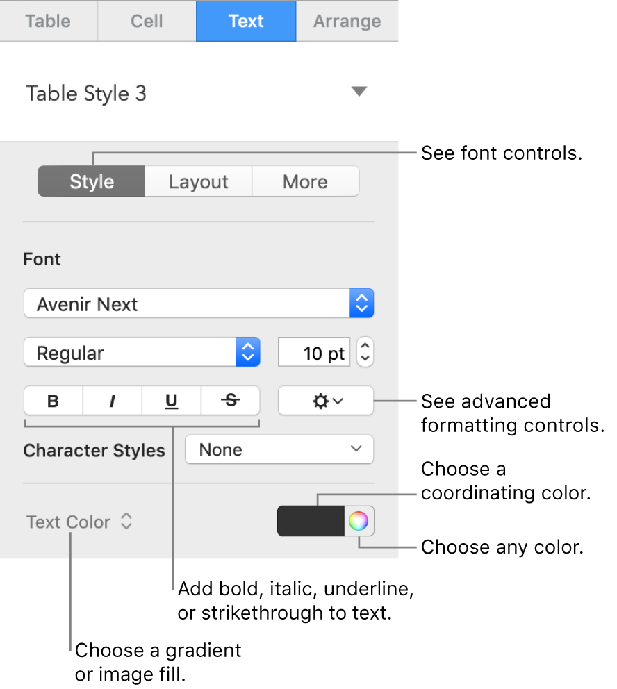 Change The Look Of Table Text In Pages On Mac Apple Support