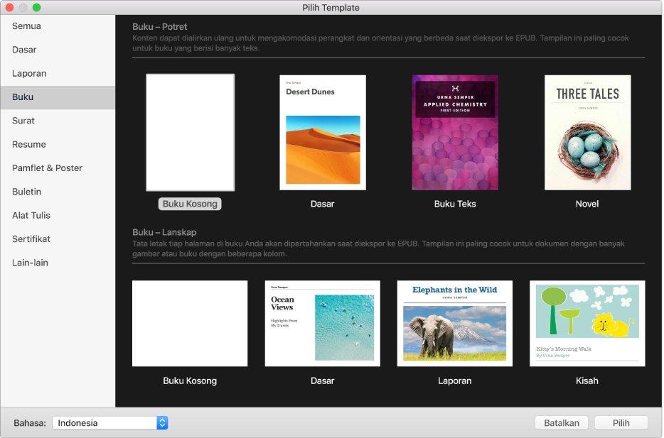 Pendahuluan Untuk Membuat Buku Di Pages Di Mac Apple Support