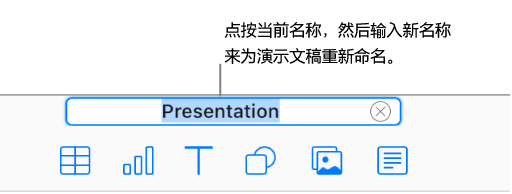 在一个打开的演示文稿中，选中了位于顶部的演示文稿名称“Presentation”。