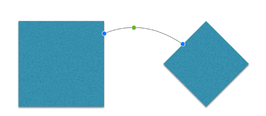 Kształty kwadratowy i romboidalny z linią połączenia.