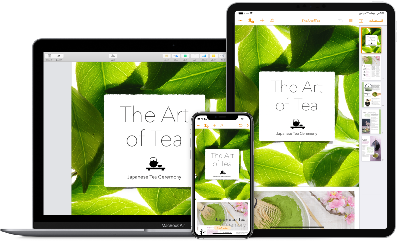 محتوى iCloud يتم الوصول إليه عبر أجهزة متعددة.