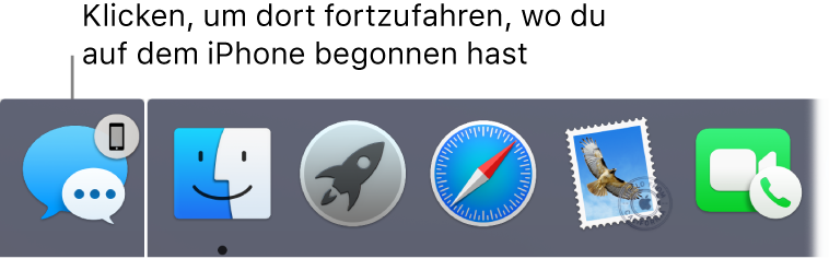 Das Handoff-Symbol links im Dock.