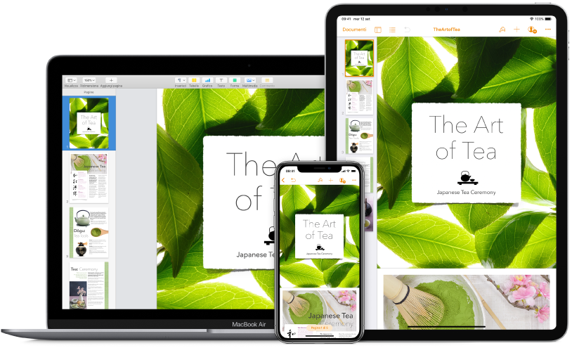Contenuti di iCloud accessibili da vari dispositivi.