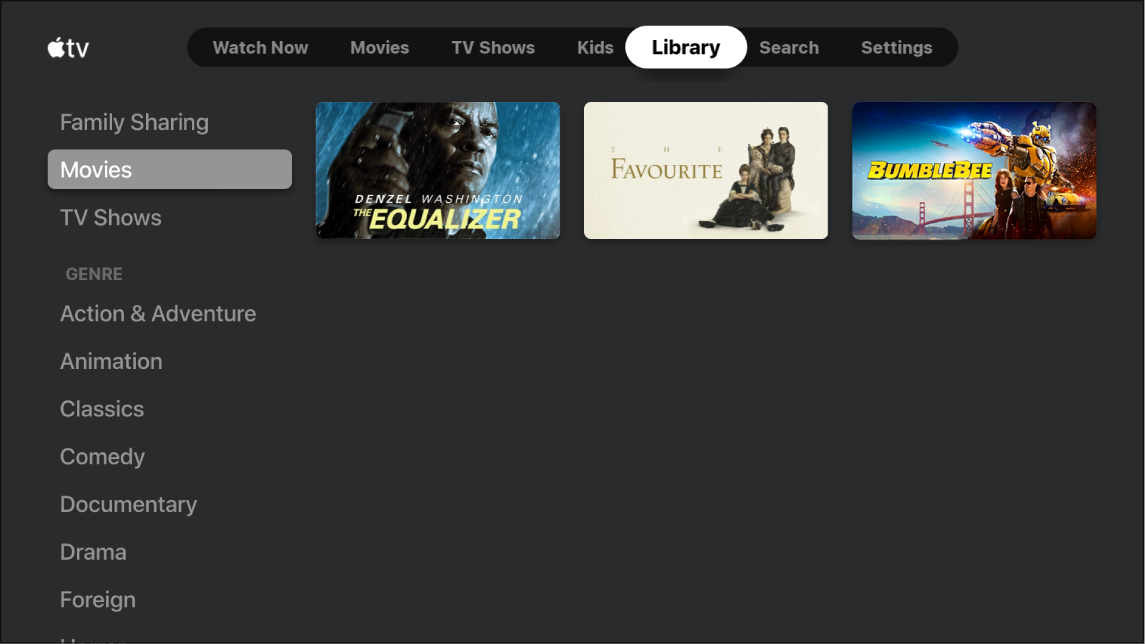 Pantalla que muestra Biblioteca