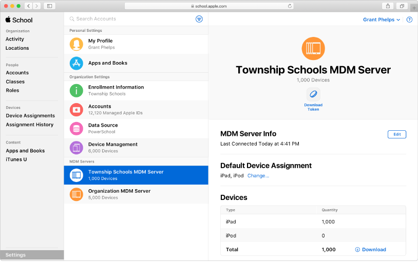 Puedes agregar dispositivos automáticamente a Apple School Manager.