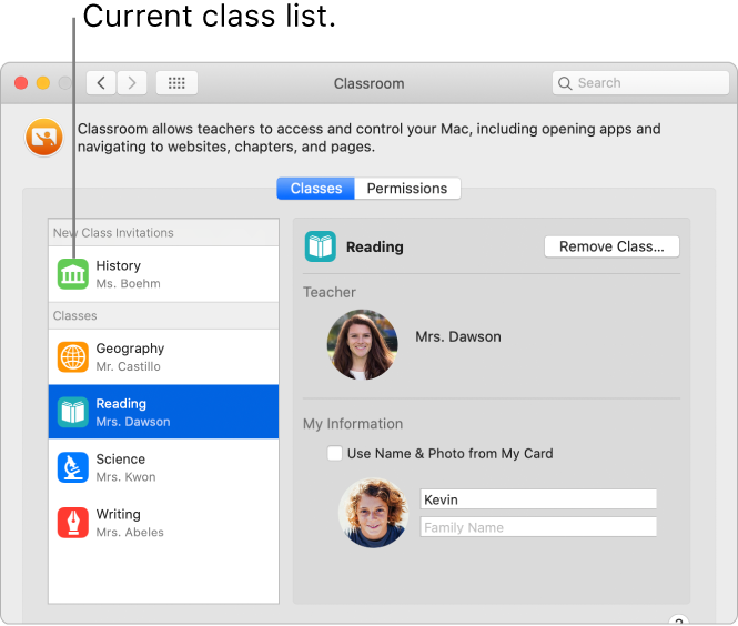 Students’ view of Classroom classes that are available to them.
