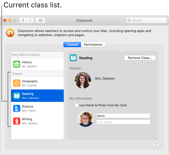 Students’ view of Classroom classes that are available to them.