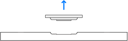 Pro Display XDR 搭配其上方 VESA 吊架連接器的側邊視圖。
