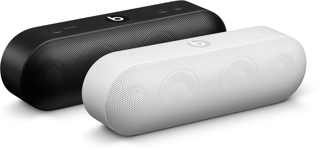 A black speaker and a white speaker in an Amplify group