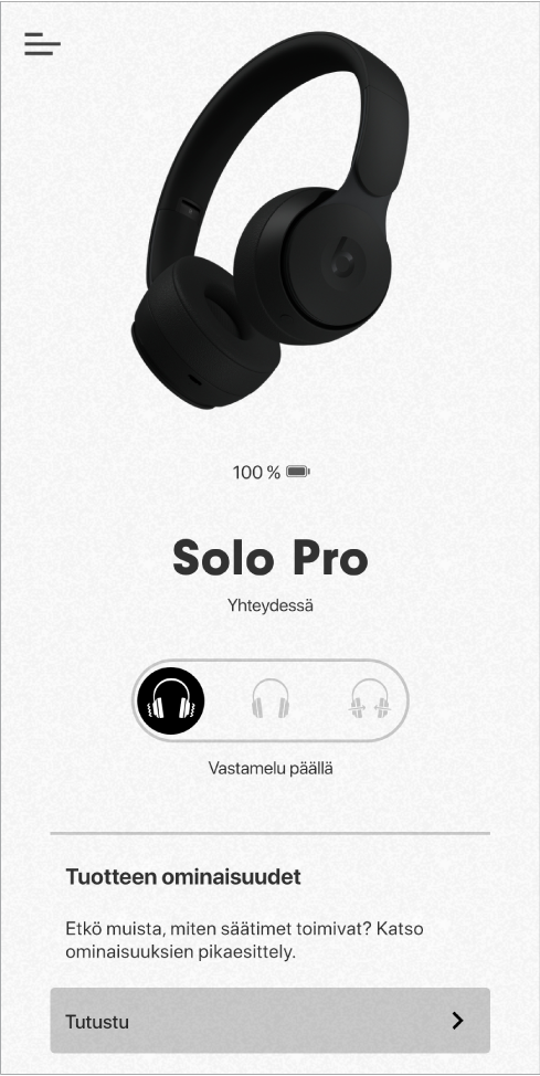 Solo Pro ‑laitenäkymä
